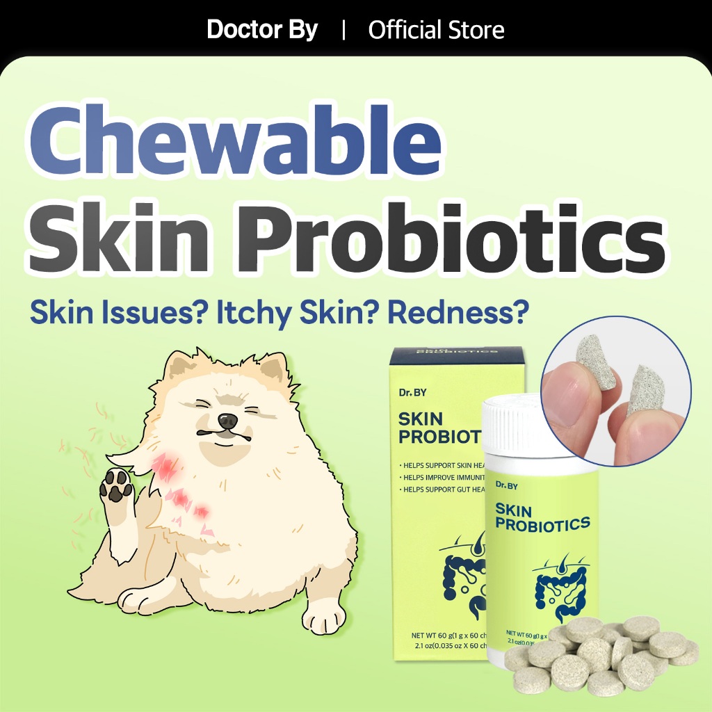 [Doctor By SKIN PROBIOTICS] Pet Dog ปรับปรุงภูมิคุ้มกันผิวหนัง อาหารเสริม (ชนิดเคี้ยว)