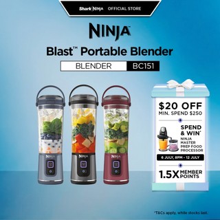 Ninja Blast Portable Blender, 530ml, Rechargeable with USB-C Cord, Crushes Ice, lightweight, BPA Free, Ninja BC151SM