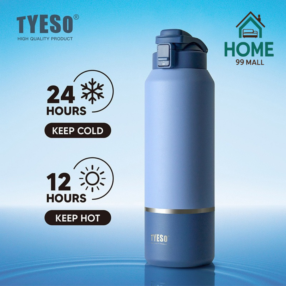 TYESO กระติกน้ําเก็บความร้อน Tumbler สูญญากาศหุ้มฉนวน 304 ขวดสแตนเลสความจุขนาดใหญ่ 1200ml 2000ml
