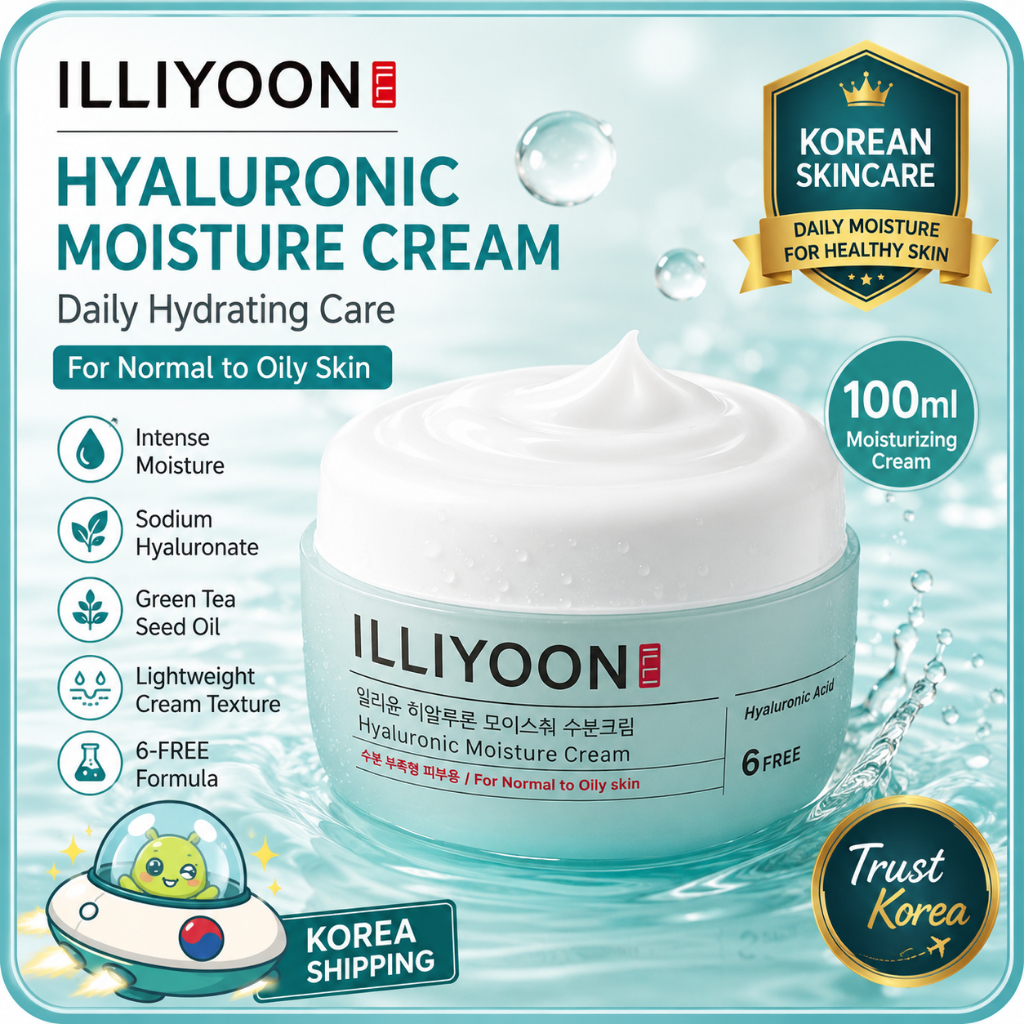 ILLIYOON Hyaluronic Moisture Cream 100ml Hydrating Face Cream Daily Moisturizer ผิวแห้งเกาหลี Skinca