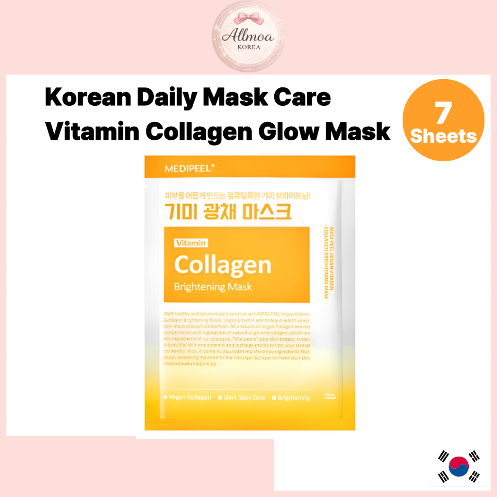 Vitamin Collagen Brightening Glow Care Mask Pack 7 Days Daily Sheet Mask Yellow Line MEDIPEEL