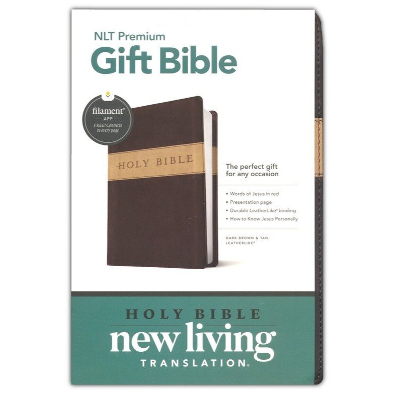 NLT Premium Bible: Leatherlike, Dark Brown/Tan, Red Letter Filament Enabled, Tutone