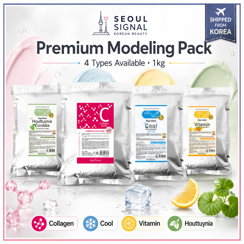 Medi Flower Premium Algae Modeling Pack 1กก. 1ชิ้น, 4ตัวเลือก | คอลลาเจน เย็น วิตามิน Houttuynia Kor