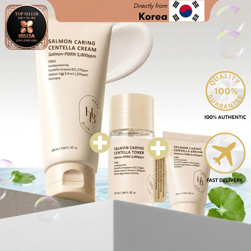 [IRUJA KOREA]Heve Blue Salmon Caring Centella Cream 100ml Set (+20ml+Toner 25ml)