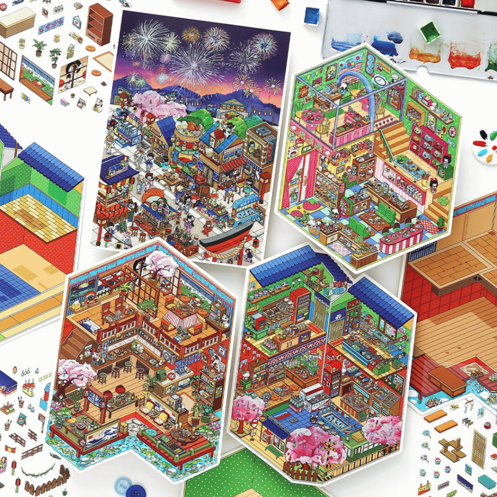 [KW] Everyday Wonders Landscape Sticker 3D Scene Sticker สําหรับ Journaling, สมุดภาพ, บรรเทาความเครี