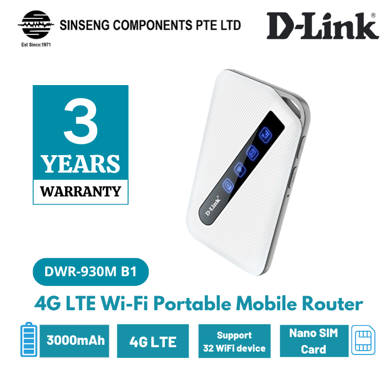 D-Link DWR-930M (B1) | DWR-932W LTE Wireless Mobile Portable 4G Sim Card Router พร้อมแบตเตอรี่ 3000m