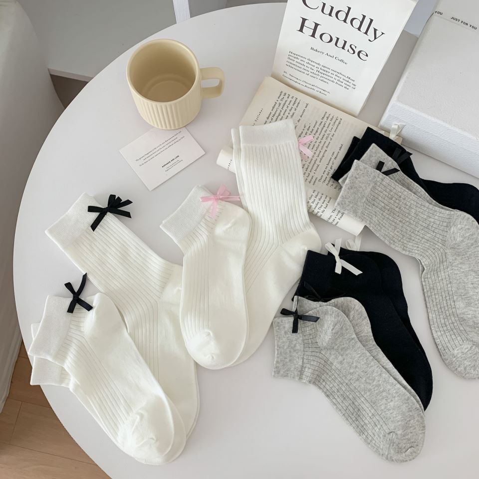 Lolita Bow Cotton Crew Socks