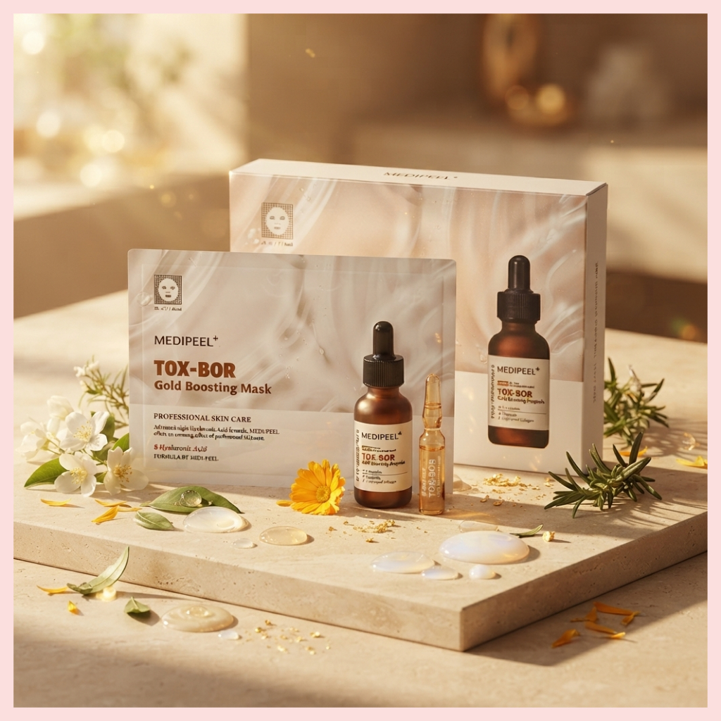 MEDIPEEL Tox-Bor Gold Boosting Mask 25ml 1 แผ่น | โกลด์เปปไทด์คอลลาเจนกรดไฮยาลูโรนิกมาส์กหน้าเกาหลี