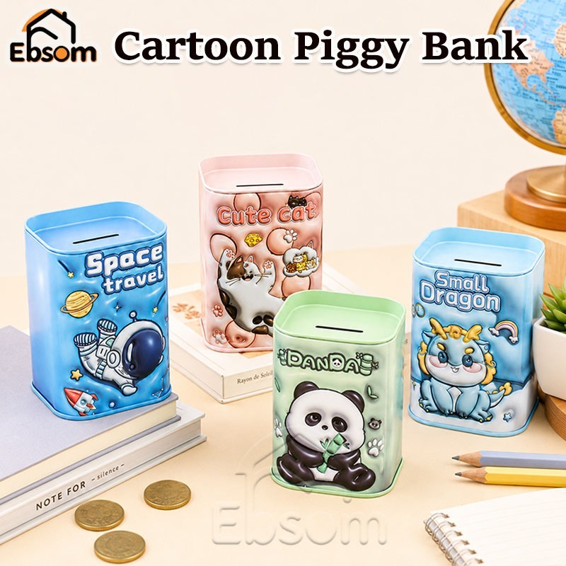 SG Cartoon Piggy Bank Money Box Kids Coin Saving Tin for Children Birthday