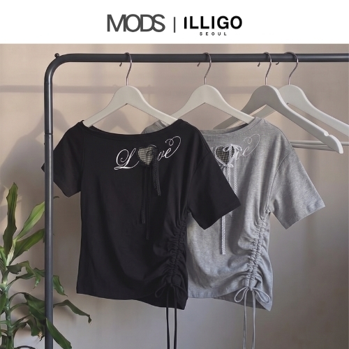 [Illigo] Love One-Shoulder Over Fit T-Shirt / 2 colors