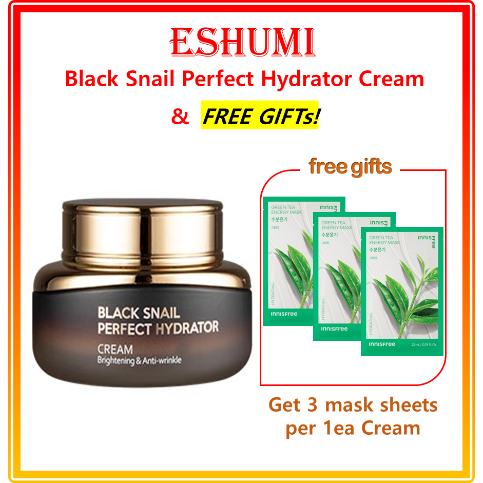 Eshumi Black Snail Perfect Hydrator Cream (Free gift★ innisfree Energy Mask X 3EA) / Eshumi Black Sn