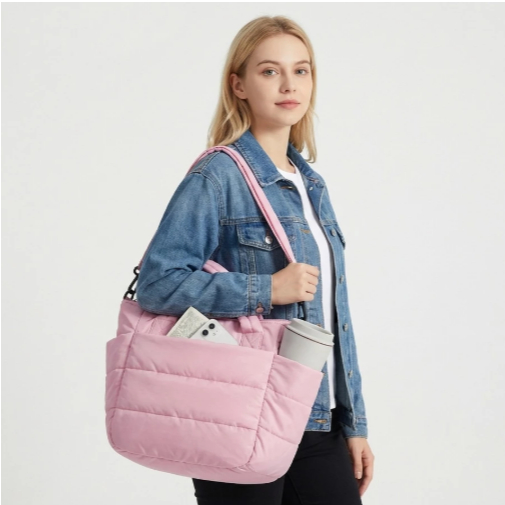 [AC SHOP] Japanese Design Soft Puffy Shoulder Bag Women Puffy Tote Bag