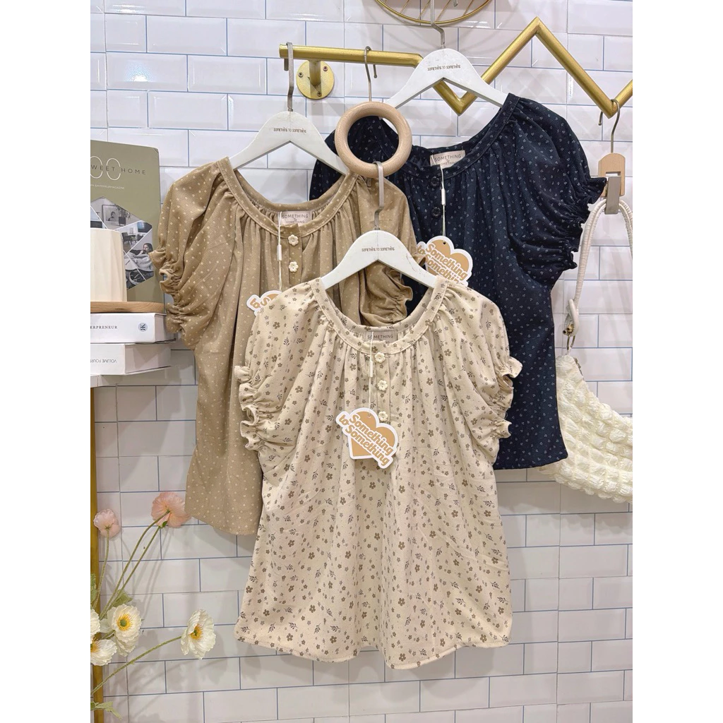เสื้อแขนสั้นแขนตุ๊กตา ลายดอกไม้หวาน สไตล์น่ารักน่ารัก B23🎀