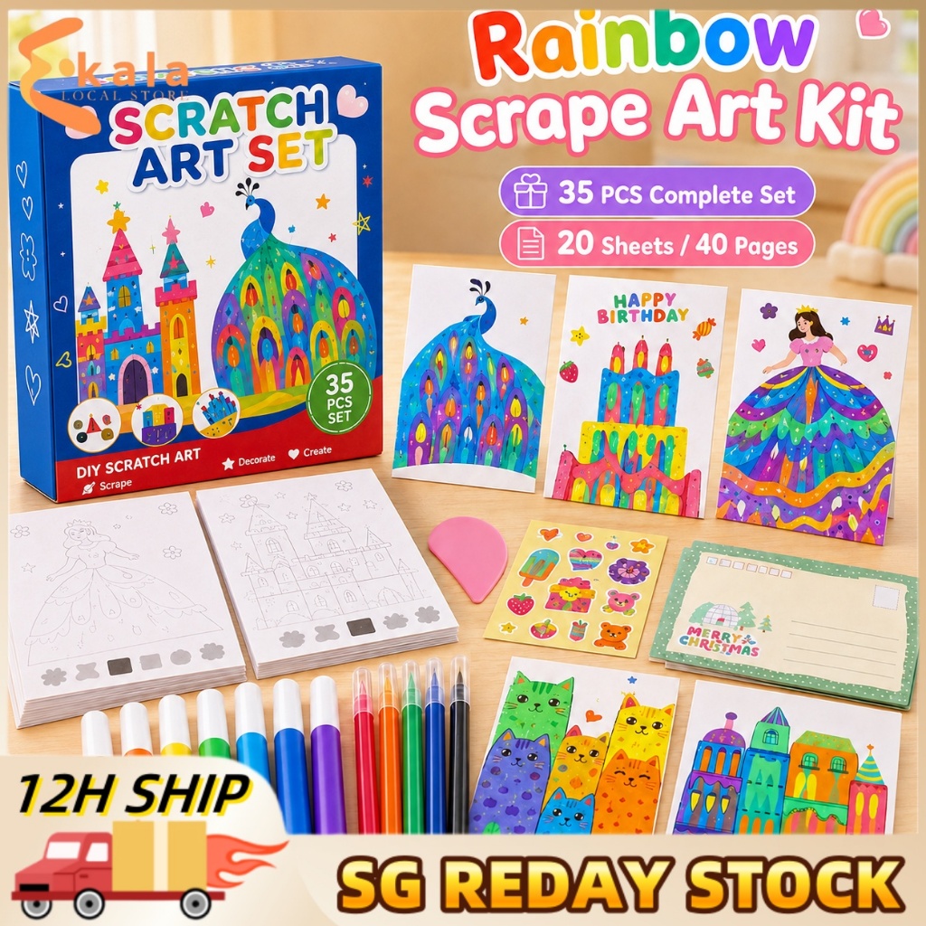 SGColorful Squeegee Art Craft SetKids Paint Kit Rainbow Dot Painting Art DIY Art Kit สําหรับเด็ก