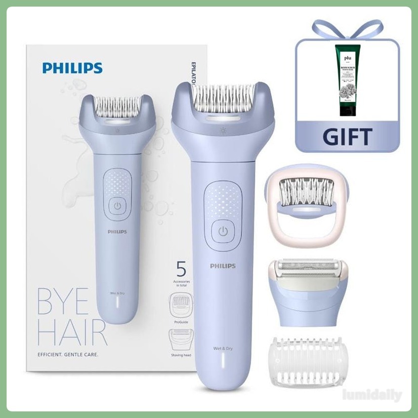 PHILIPS เครื่องกําจัดขน Series 8000 BRE709/00 กําจัดขนไร้สายแบบเปียกและแห้ง ProGuide 360 LED