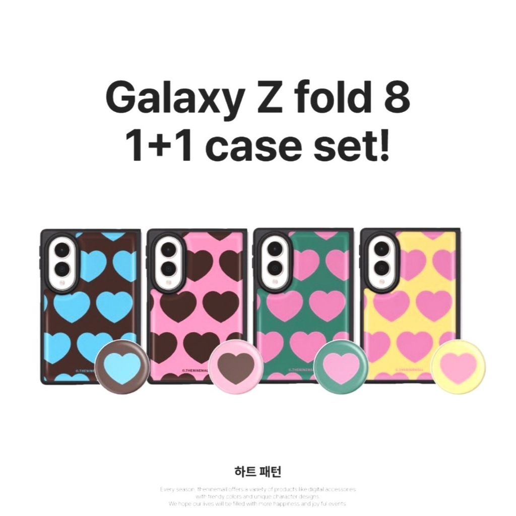 The Ninemall - เคสกันชนสีดําลายหัวใจ + ชุดทอคสําหรับ galaxy z fold 8 flip 8 7 6 5 / ตัวเลือกแม่เหล็ก