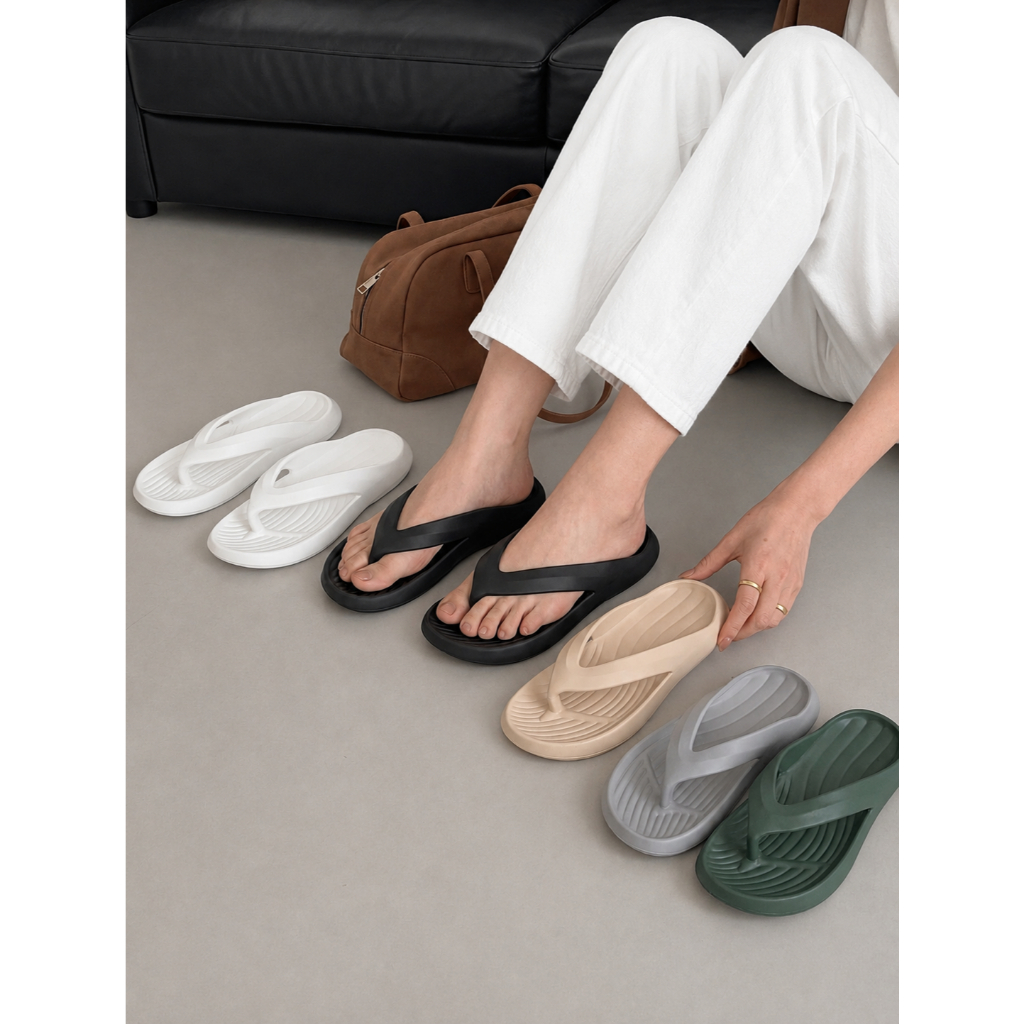 K-Style Unisex Platform Flip Flops รองเท้าแตะกันน้ําแบบนุ่มทุกวัน