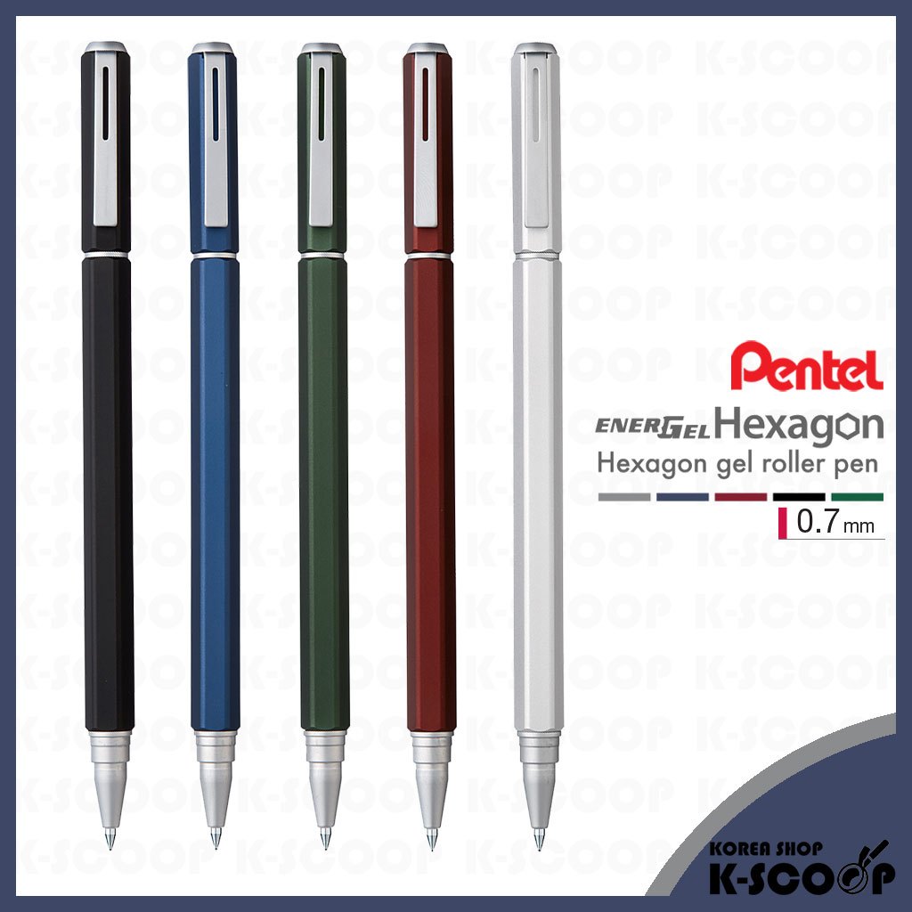 ปากกาลูกกลิ้งเจลหกเหลี่ยม Pentel 0.7mm BL667 - ดีไซน์โลหะระดับพรีเมียม + ซองของขวัญ