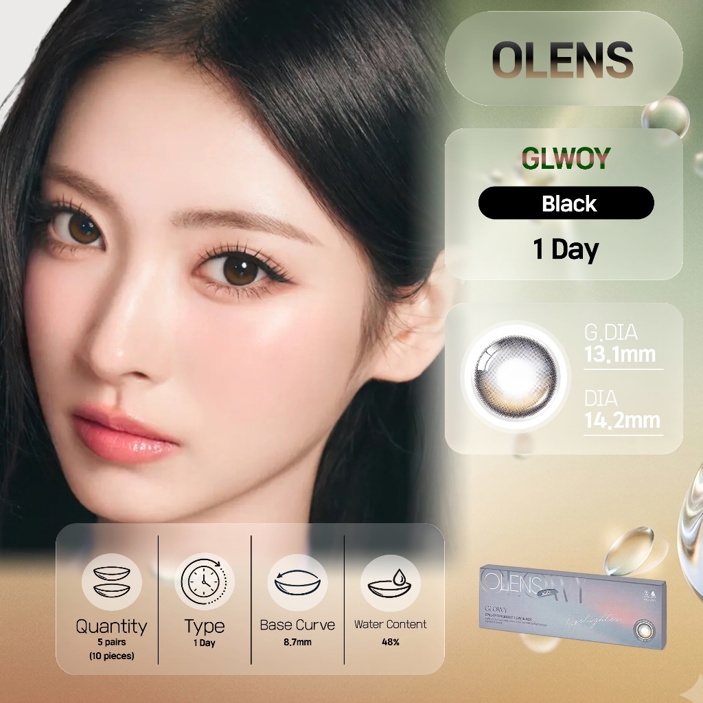 Olens Glowy (สีดํา) คอนแทคเลนส์ 1 วัน (10P)
