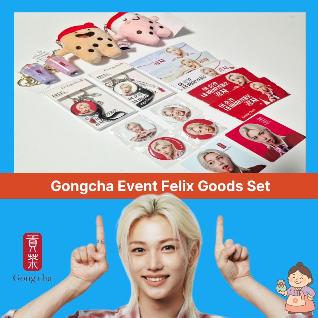 Stray Kids Felix x Gong Cha ชุด Collaboration อย่างเป็นทางการ | พวงกุญแจ ตรา โปสเตอร์มินิ ที่รองแก้ว