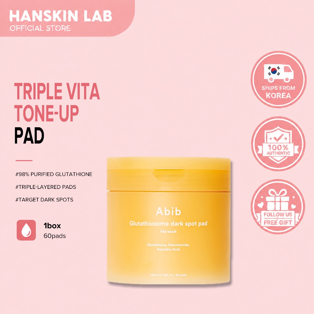 Abib Glutathiosome dark spot pad Vita touch (60 pads) โทนเนอร์แพด สูตรปรับผิวให้ดูกระจ่างใส ลดรอยดำ รอยสิว /โทนเนอร์แพด
