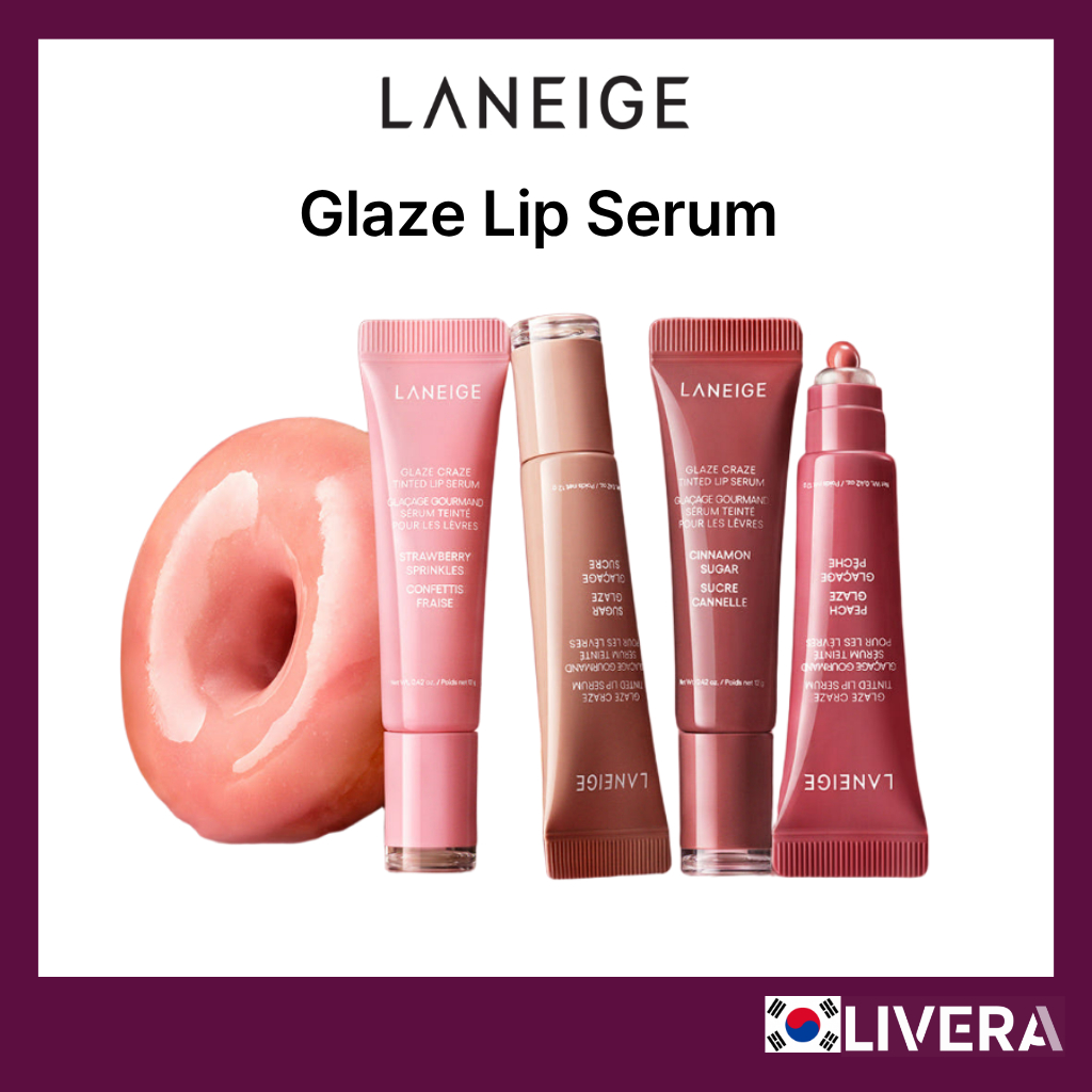 LANEIGE Glaze Tinted Lip Serum 12g, 8 สี– Moisturizing & Volumizing Lip Treatment