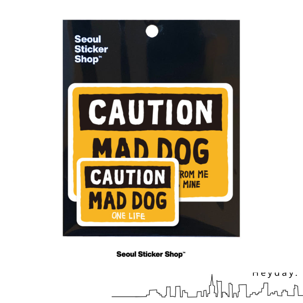 [SEOUL STICKER SHOP] ONE LIFE "Caution - Mad Dog" สติ๊กเกอร์ไวนิลกันน้ํา | รูปลอกโทรศัพท์แล็ปท็อป