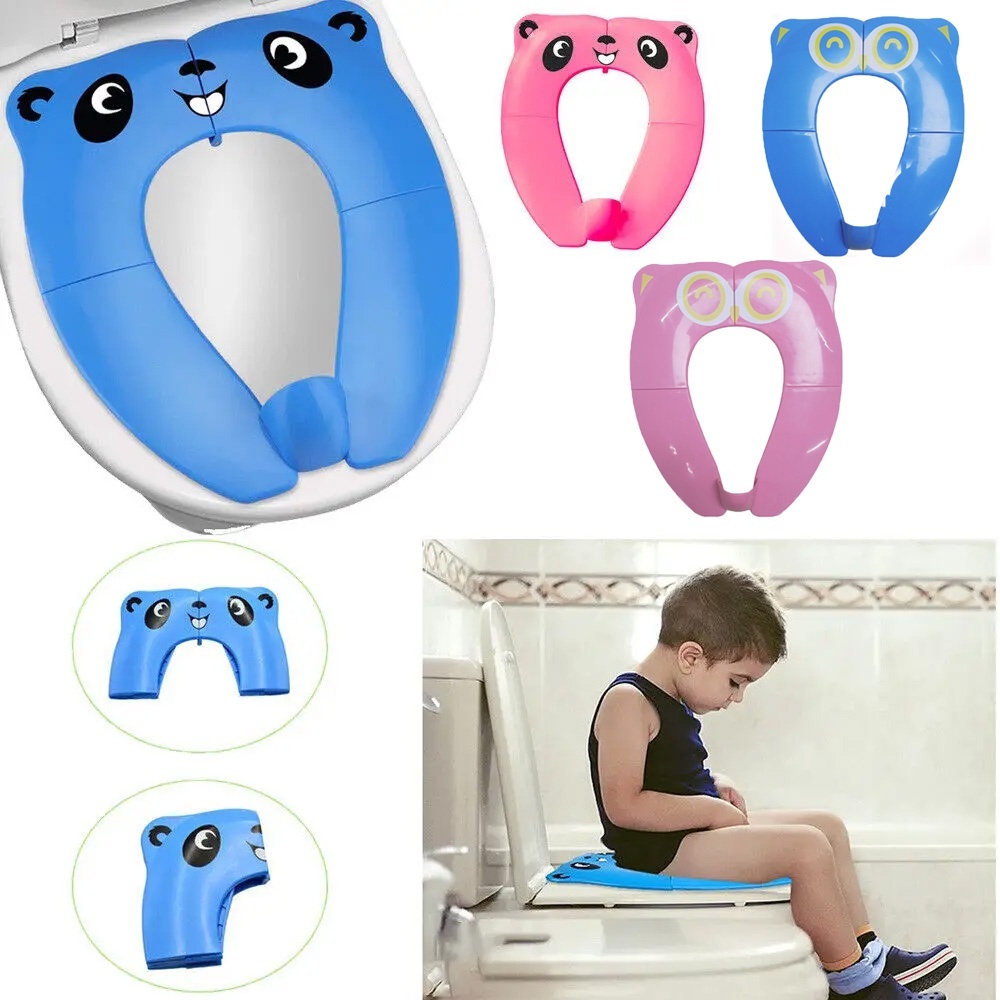 ที่นั่งฝึกขับถ่ายแบบพับได้แบบพกพา – แผ่นซิลิโคนกันลื่นที่หุ้มเบาะห้องน้ําเด็กวัยหัดเดินสําหรับเด็ก