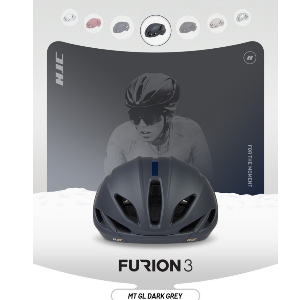 Purion 3 HJC 3.0 หมวกกันน็อคสำหรับปั่นจักรยานแบบแอโรดี้ ออกแบบเพื่อการใช้งานบนถนน มีสีเทาเข้ม