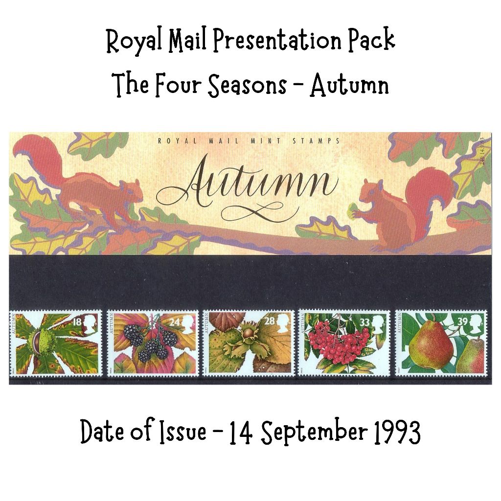 UK Stamps Autumn 1993 ฉบับที่ระลึก Royal Mail Presentation Pack
