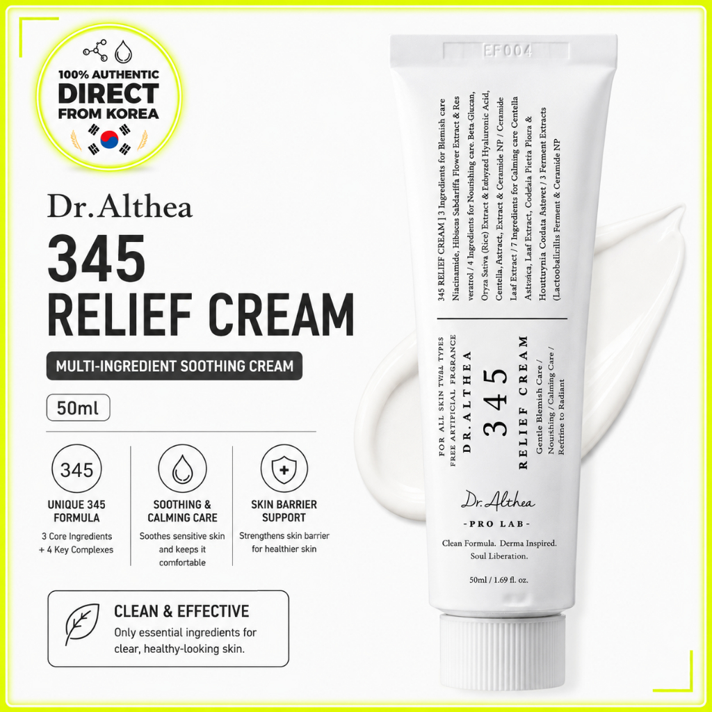 DR.ALTHEA 345 Relief Cream 50ml | Korean Soothing Moisturizer for Sensitive Acne-Prone Skin Barrier 