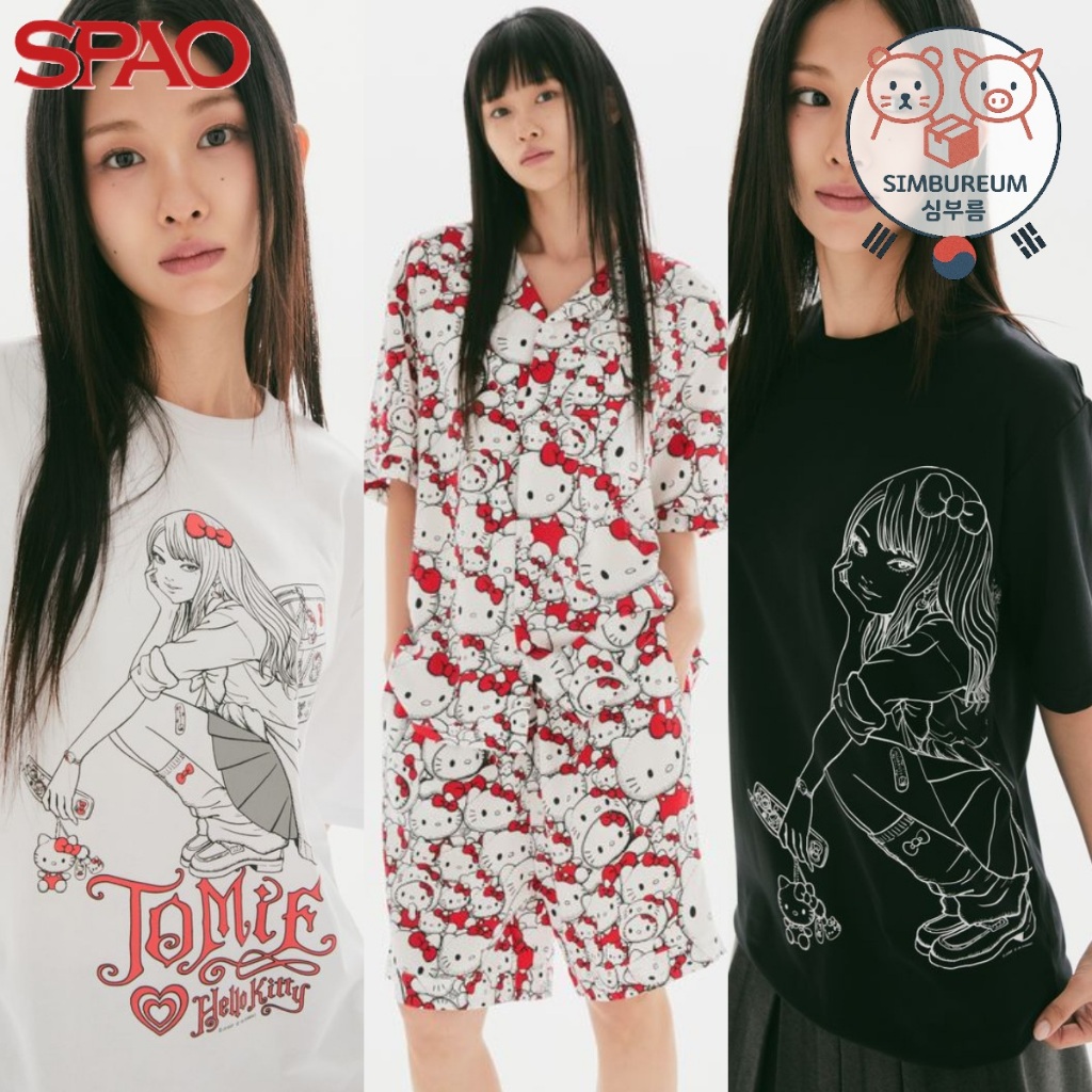 SPAO] Korea Junji Ito x Sanrio Tomie x Hello Kitty Unisex Short Sleeves Pajama Set ; ชุดนอนแขนสั้น J