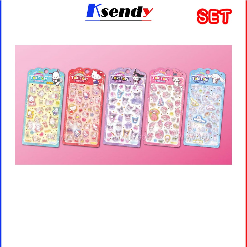 Sanrio Embossed Sticker ( 3D , 5 Designs ) 5 ver Set