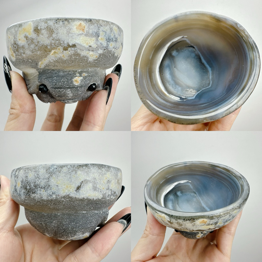 [SG] ธรรมชาติ Agate Hedgehog ชามคริสตัลแกะสลัก Moss Agate Chalcedony เครื่องประดับถาด Feng Shui Home
