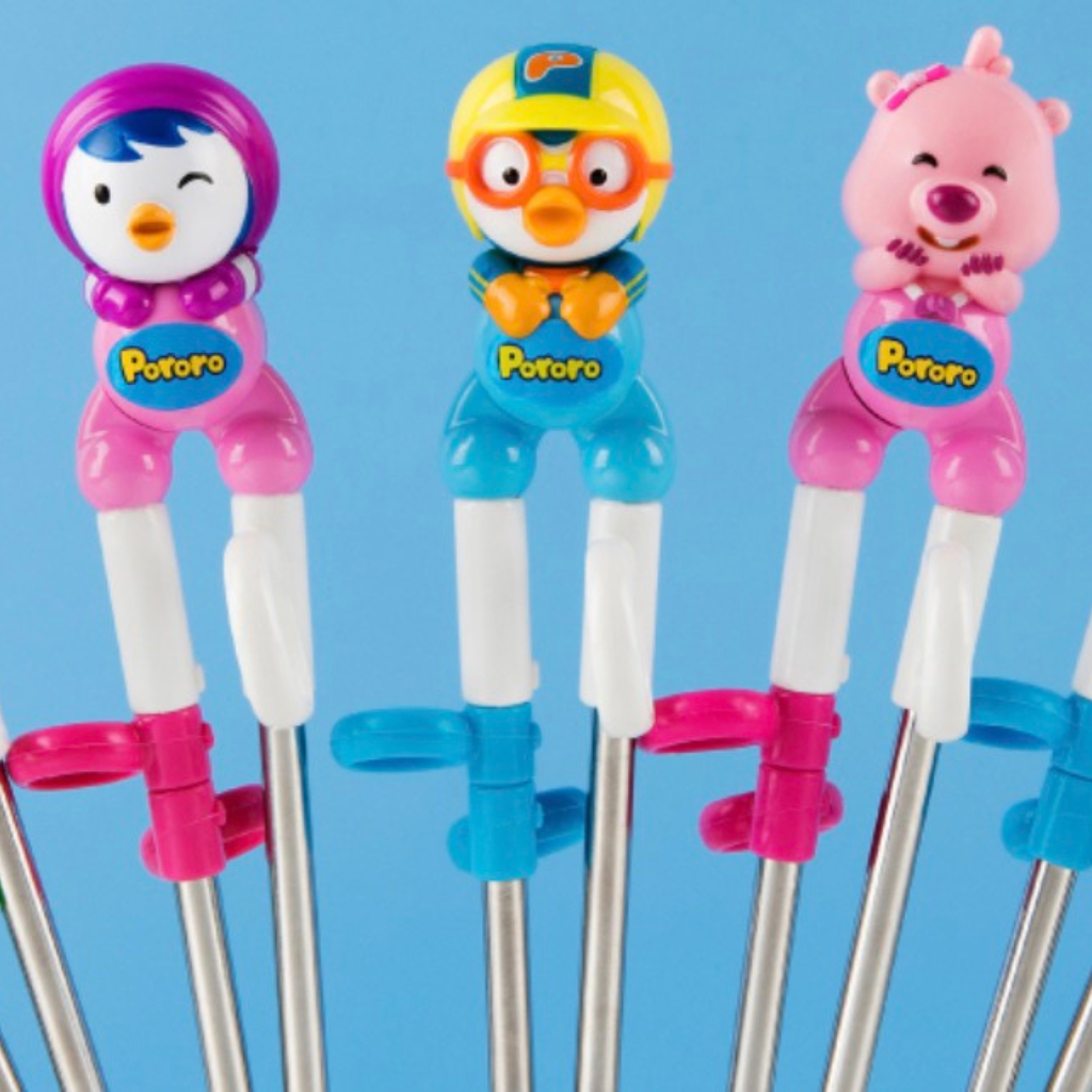 ตะเกียบฝึกหัดเด็กสแตนเลส Edison 3D Pororo Petty 1 ชุด