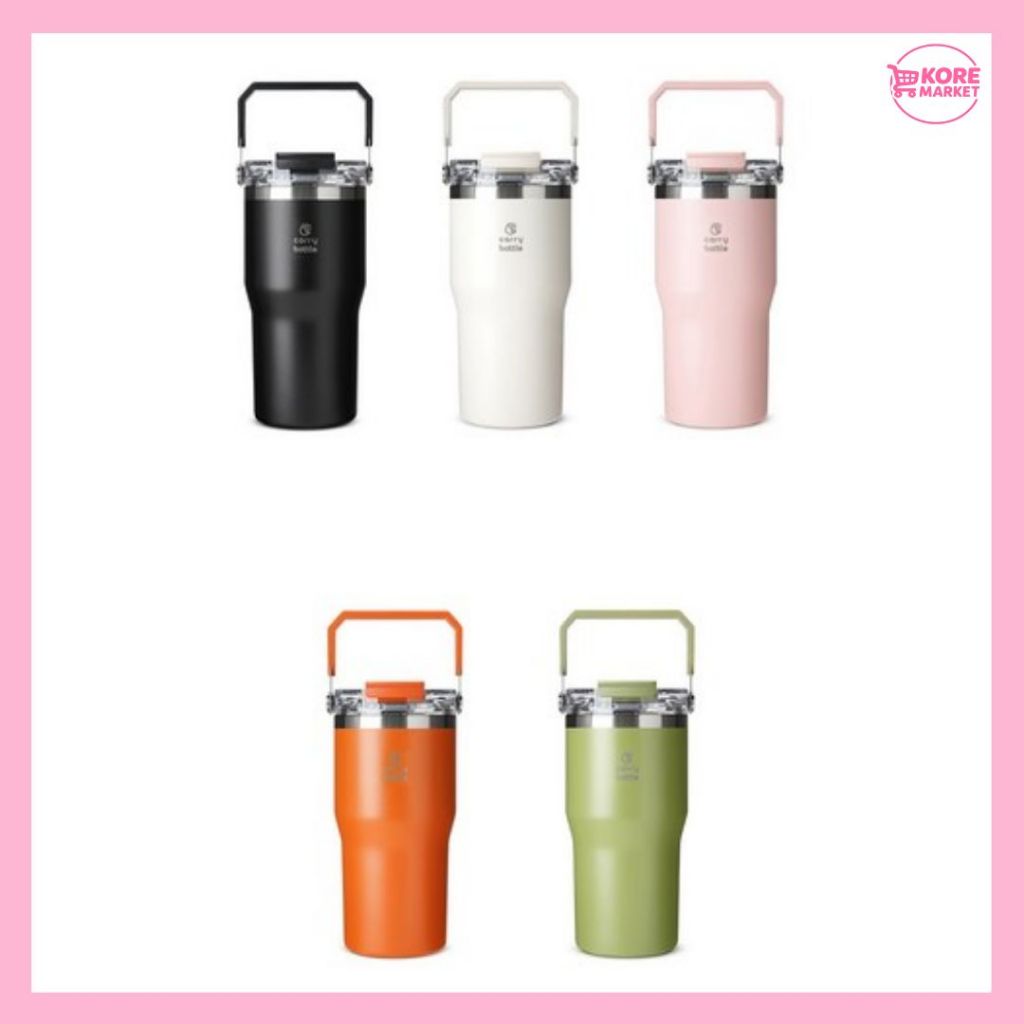 ✨จัดส่งที่รวดเร็ว✨ CARRYBOTTLE Dual Flow Top Handle Tumbler 21oz 32oz ถ้วยฟางสแตนเลส