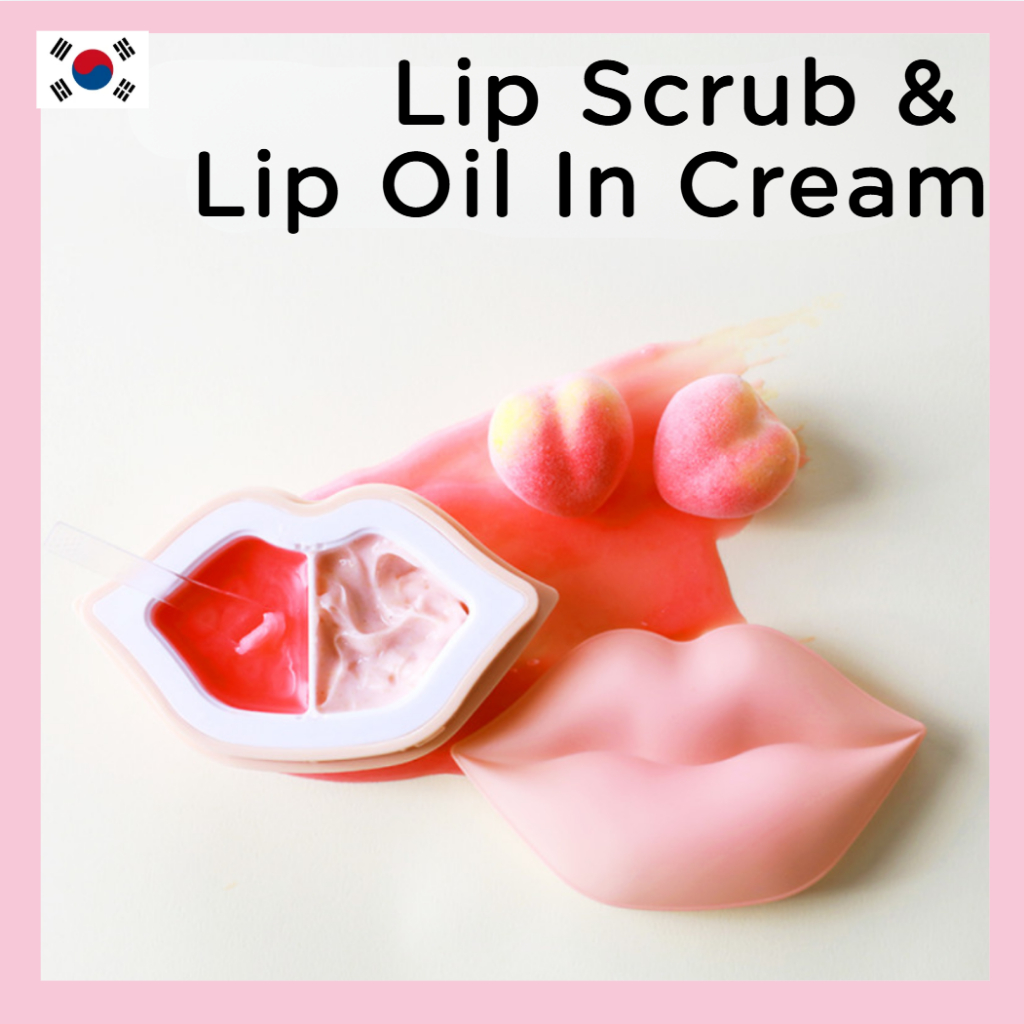 KOCOSTAR Peach Duo Duo Lip Scrub & Lip Oil In Cream 44g, 2-Step Lip Care, k-beauty