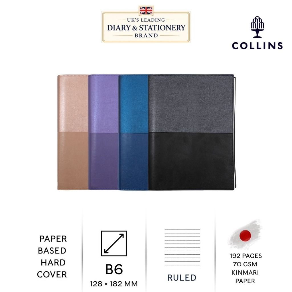 Collins Melbourne Premium Notebook B6 Hardcover Journal, Business Notebook & Pen Loop