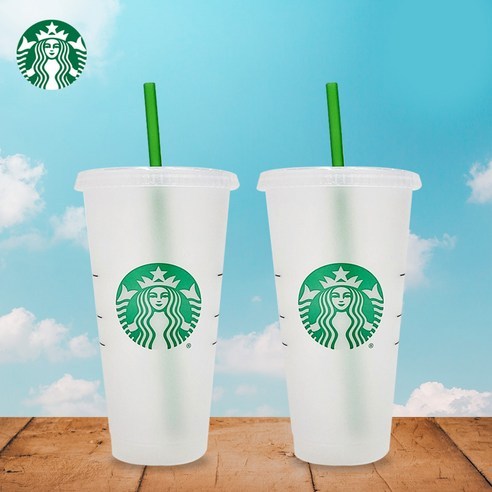 STARBUCKS REUSABLE VENTI COLD CUP 709ML – 2 แพ็คพร้อม STRAW & LID