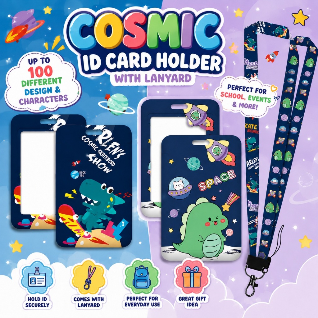Ezlink Card Holder + LANYARD Children Day l Bus Card Holder l Condo Access Card Dinosaur Unicorn Bir
