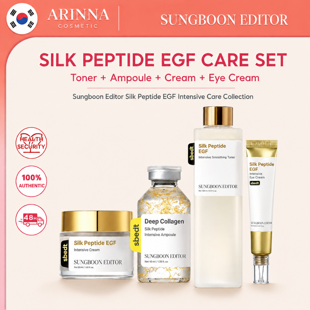 [SUNGBOON EDITOR] Silk Peptide EGF Firming Skincare Set Toner 300ml Ampoule 40ml Cream 50ml Eye Cream 30ml