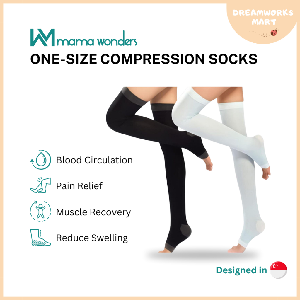 Mama Wonders One Size Maternity Overnight Thigh Compression Socks Slimming Night Sleeping Flight