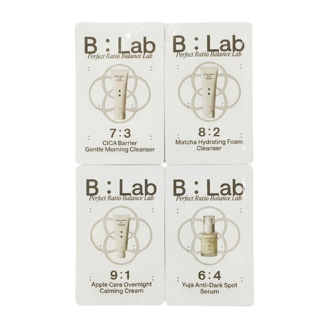 [B : LAB] ขนาดตัวอย่าง Matcha Cleanser/CICA Barrier Cleanser/Apple Cera Cream/Juja Spot Serum