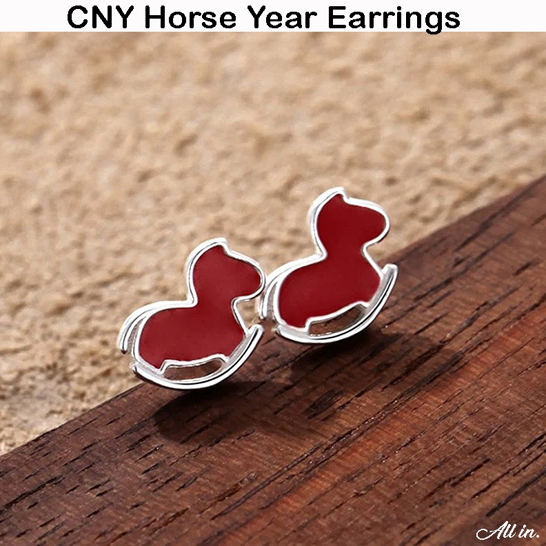 CNY Horse ต่างหู 2026 ปีใหม่ต่างหูปีม้า CNY ตกแต่ง 2026 แฟชั่นปีใหม่