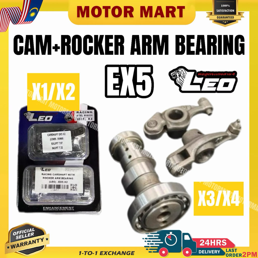 LEO RACING Camshaft EX5 Racing Cam 53-56 / 56-58 / 56-62 / 65-68 + แบริ่งแขนโยกประสิทธิภาพสูง X1 X2 