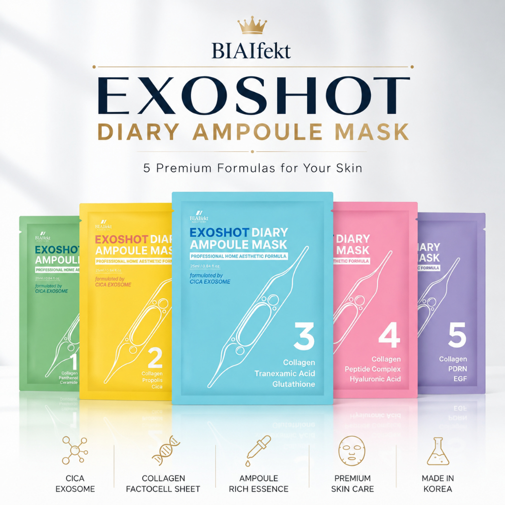 BIAIfekt EXOSHOT Diary Ampoule Mask | คอลลาเจน Cica Exosome PDRN Peptide Glutathione แผ่นมาส์กเกาหลี