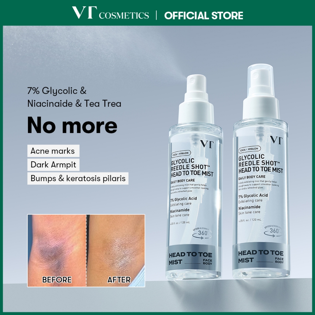 [VT] Glycolic Acid Reedle Shot Head to Toe Mist 7% กรดไกลโคลิก & นอาซินาไมด์ มิสต์ผลัดเซลล์ผิว เผยผิวเนียนใส ลดจุดด่างดำและรักแร้คล้ำ [Official Flagship]
