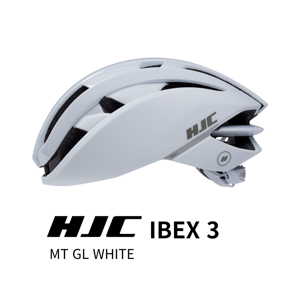 HJC IBEX 3 สีขาวเงาคลาสสิก หมวกกันน็อกสำหรับปั่นจักรยานระดับพรีเมียม พร้อมเทคโนโลยี SLID, SELFIT PRO