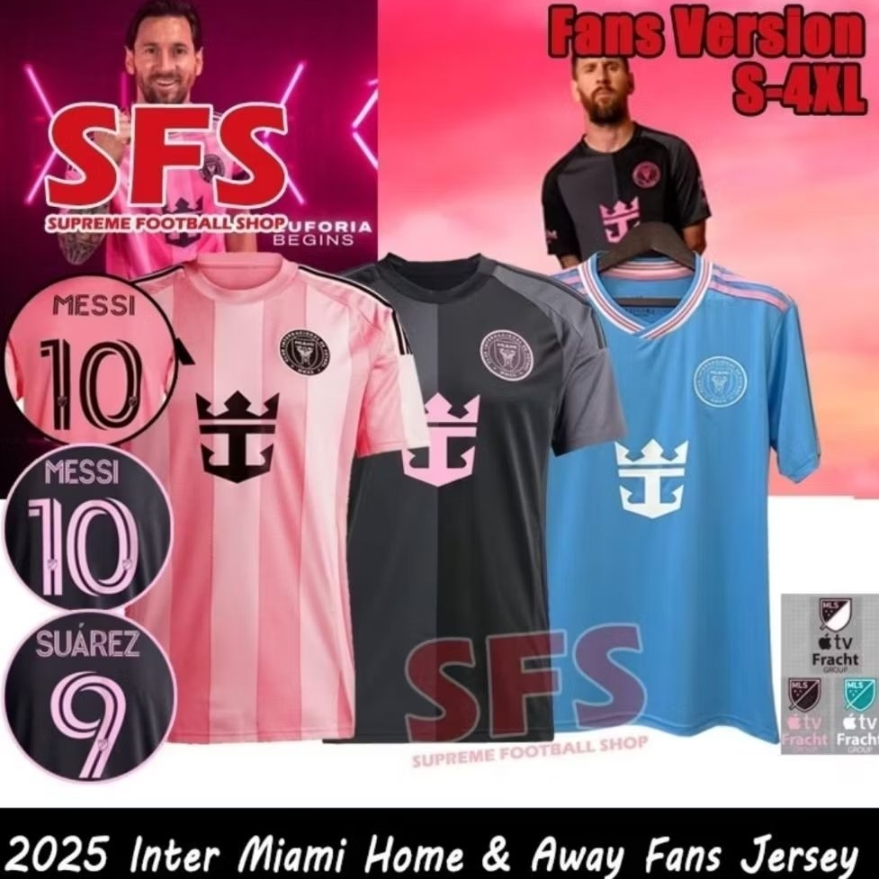 SFSHigh คุณภาพสูงกีฬา 2025 Inter Miami Jersey ฟุตบอลเสื้อฟุตบอลชายเสื้อแฟนรุ่น S-4XL