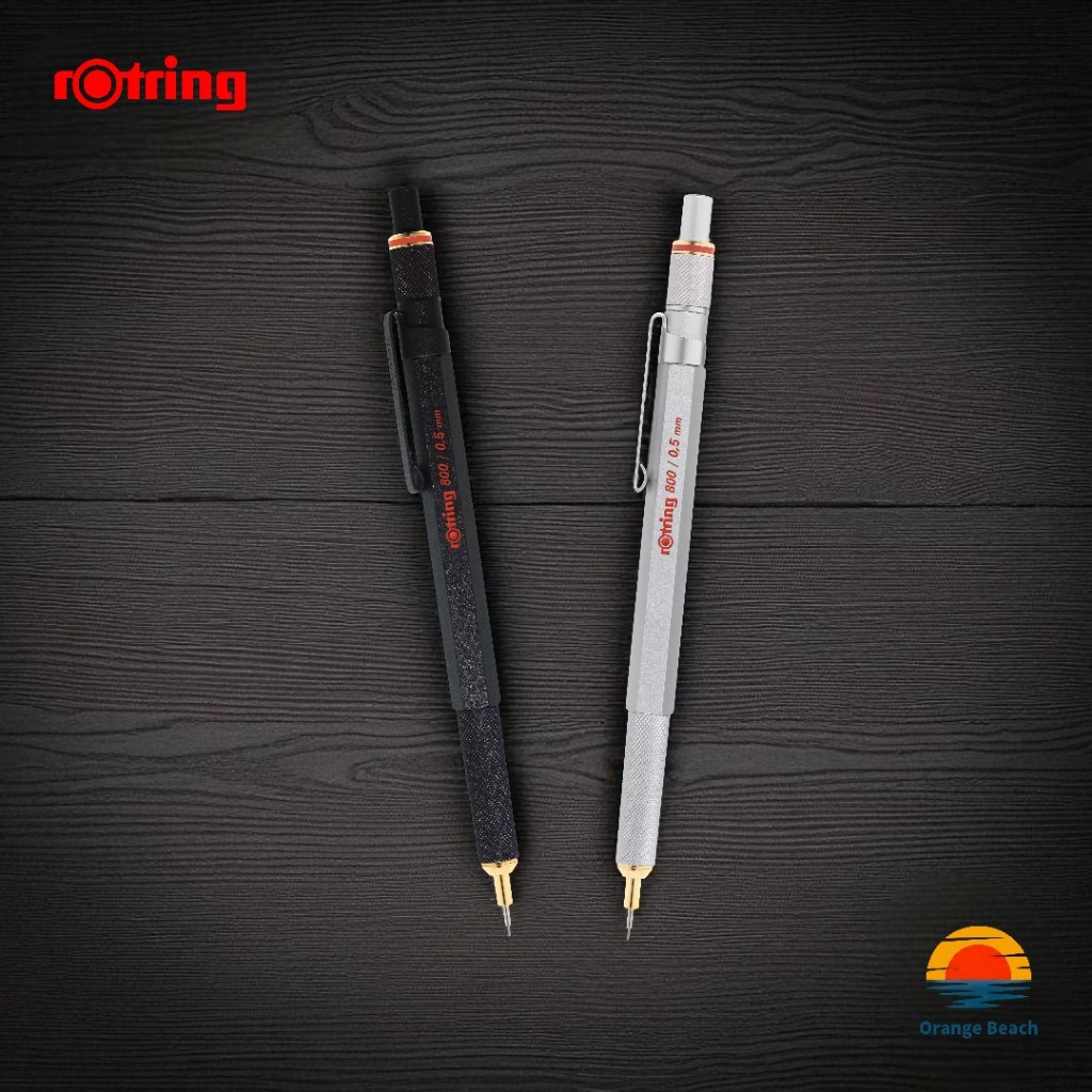 rOtring 800 ดินสอกด/0.5 0.7mm ดำ เงิน 4แบบ/ปลายเข็มหดได้/ด้ามทองเหลืองหกเหลี่ยม/ญี่ปุ่น